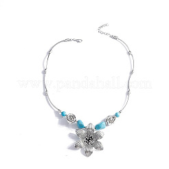 Colliers en alliage de style bohème avec pendentif en turquoise synthétique&nbsp;FS-WG9CEC0-03