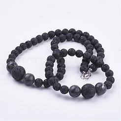 Pietre preziose naturali in rilievo di collane & braccialetti di stirata set di gioielli&nbsp;SJEW-JS00918