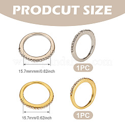 2 bague en alliage bicolore avec strass en cristal&nbsp;RJEW-TADJ0001-01E