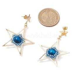 Pendientes colgantes de estrella de ojo de tigre natural&nbsp;EJEW-MZ00356