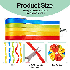3 rouleau de ruban polyester couleur arc-en-ciel.&nbsp;OCOR-TA0002-17