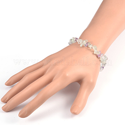 Chips di braccialetti elasticizzati in fluorite naturale&nbsp;X-BJEW-JB01826-01