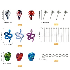 Kit fai da te per la creazione di orecchini a goccia con serpente e foglia&nbsp;DIY-SZ0007-59