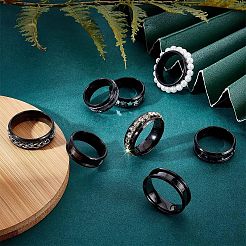 10 Stück geriffelte Fingerringfassungen aus Edelstahl&nbsp;STAS-UN0039-22D