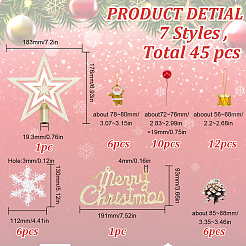 7 Stile Frohe Weihnachten Kunststoff Anhänger Dekoration Set&nbsp;HJEW-BC0001-45