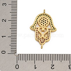 Dijes de conector de mano de Hamsa de religión con micropavé de circonita cúbica y baño de latón&nbsp;KK-C074-55G-01