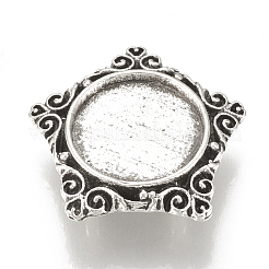 Breloques coulissantes supports de cabochon en alliage de style tibétain&nbsp;TIBE-T012-04AS-LF