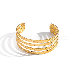 Brazaletes abiertos de acero inoxidable 304 de 26 mm con textura vintage y diseño de capas para mujer.&nbsp;ZJ0317