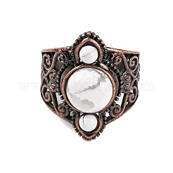 Bagues rétro en howlite naturelle&nbsp;RJEW-B067-01R-20