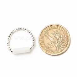 Fingerring mit Perlen aus natürlicher weißer Jadesäule und synthetischem Hämatit&nbsp;RJEW-JR00461-02