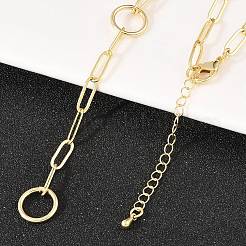 Halsketten aus Messing-Büroklammern und Lariat&nbsp;NJEW-H087-06G-G
