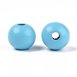 Sprühlackierte runde Perlen aus natürlichem Schima-Holz&nbsp;WOOD-A018-12mm-09