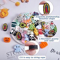 14 pièce de perles focales en silicone à tête de chat de 7 styles&nbsp;JX664A