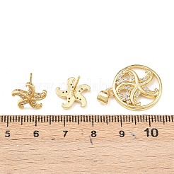 Conjuntos de pendientes y colgantes de circonita cúbica micropavé de latón para mujer&nbsp;SJEW-F227-01A-G