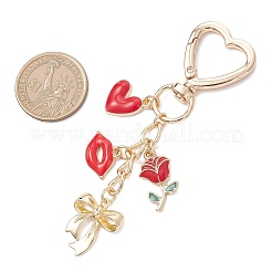 Valentinstag Bowknot Herz Rose Legierung Emaille Anhänger Dekorationen&nbsp;HJEW-JM04468
