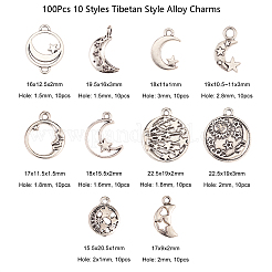 Pendenti con anello in lega di stile tibetano 100 pz 10 stili&nbsp;TIBEP-CJ0001-47