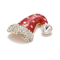 Spilla smaltata per cappello di natale rosso con strass&nbsp;JEWB-A004-08G