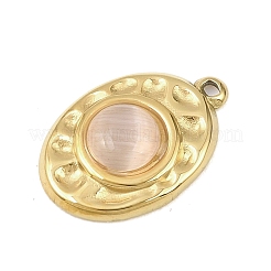 Ciondoli a forma di occhio di gatto in acciaio inossidabile 303 martellato&nbsp;STAS-K325-01G-01