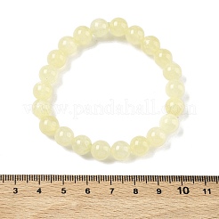 Bracelets extensibles ronds en soie dorée naturelle et perles de jade pour femmes&nbsp;BJEW-F535-01C