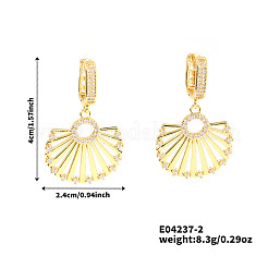 Orecchini a cerchio in ottone con zirconi cubici trasparenti e ventaglio cavo alla moda&nbsp;AG2862-2