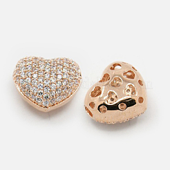 Laiton de coeur creux billes de zircone cubique&nbsp;ZIRC-F001-136