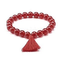 Ensemble de bracelets extensibles de perles rondes de jade de malaisie naturel teint&nbsp;BJEW-JB06956