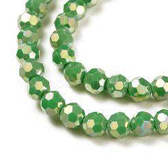 Brins de perles de verre électrolytiques à facettes (32 facettes) rondes plaquées arc-en-ciel&nbsp;EGLA-J130-FR14