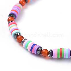 Polymer Clay heishi Perlen Perlen Stretch Armbänder&nbsp;BJEW-JB04452-M