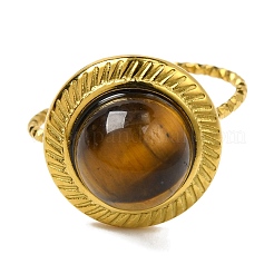 Bagues rondes en œil de tigre naturel&nbsp;RJEW-Q822-46G-02