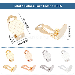 40 pz 4 colori 304 acciaio inossidabile clip-on orecchini&nbsp;STAS-UN0033-36