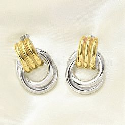 Zweifarbige Ohrstecker aus 304 Edelstahl&nbsp;EJEW-A124-01E