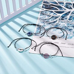 Braccialetto di perline intrecciate a disco pi con pietre preziose naturali per donna&nbsp;BJEW-JB08307