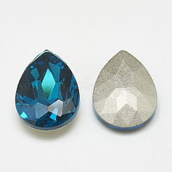 Cabochons en verre avec strass de dos avec point&nbsp;RGLA-T081-10x14mm-14
