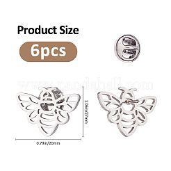 6 Stück Bienen-Anstecknadeln aus Edelstahl 304 für Rucksäcke und Kleidung&nbsp;JEWB-FH0003-11P