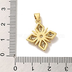 Placage de crémaillère en laiton micro pavé pendentifs en zircone cubique claire&nbsp;KK-C047-16G