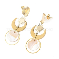 Boucles d'oreilles pendantes en coquillage naturel&nbsp;EJEW-JE07458