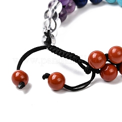 Pulsera redonda de cuentas trenzadas de imitación de ámbar y piedras mixtas para niña mujer&nbsp;X1-BJEW-JB06962-01