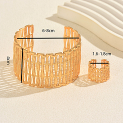 Ensemble élégant de bracelet manchette creux en alliage et de bague&nbsp;YH4609
