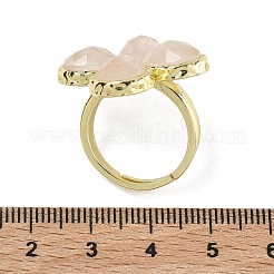 Anelli regolabili in quarzo rosa naturale sfaccettato per le donne&nbsp;RJEW-A092-01G-15