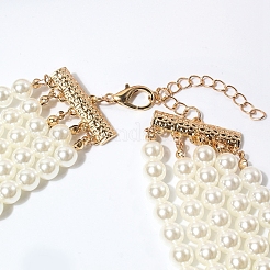 Set di collane e orecchini pendenti multistrato con perle rotonde in plastica ABS e imitazione di perle&nbsp;WGC2095-02