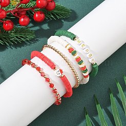 Bracelets à thème de Noël en argile polymère&nbsp;BJEW-TA00546