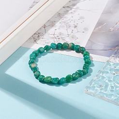 Bracciale elasticizzato da donna con pepite di pietre preziose e perline&nbsp;BJEW-JB08275