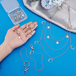 4 Stück 4 Stile Legierung Mond Stern Charms Messing Tasche Verlängerungsketten&nbsp;HJEW-PH02076
