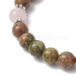 Bracelets extensibles à perles rondes en unakite naturelle&nbsp;BJEW-JB11953-02