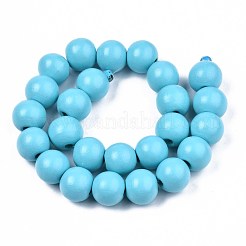 Brins de perles de bois naturel peintes à la bombe&nbsp;WOOD-S053-56B