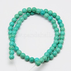 1 rondes brin synthétique turquoise perles brins&nbsp;X-TURQ-G106-8mm-02D