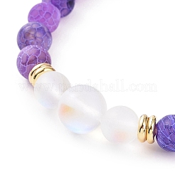 Set di braccialetti elasticizzati con perline rotonde in pietra di luna sintetica da 7 pz e 7 colori&nbsp;BJEW-JB09124
