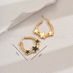 Élégantes boucles d'oreilles créoles en acier inoxydable 201 en forme d'étoile&nbsp;SL4993