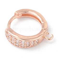 Reperti per orecchini a bottone in zircone chiaro con micro pavé di ottone&nbsp;ZIRC-L097-024