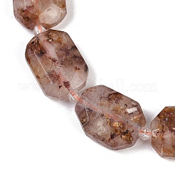 Brins de perles de quartz hématoïde rouge naturel/quartz ferrugineux&nbsp;G-B125-P22-01